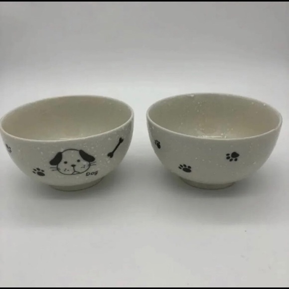 3 for $9 | NWOT T.J. Maxx Black White Pebbled Texture Ceramic Dog Food Bowls - Picture 2 of 10